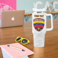 Custom Venezuela Football Tumbler With Handle Come On La Vinotinto White