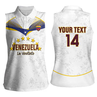 Custom Venezuela Football Women Sleeveless Polo Shirt Come On La Vinotinto White