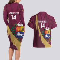 Custom Venezuela Football Couples Matching Long Sleeve Bodycon Dress and Hawaiian Shirt Mano Tengo Fe La Vinotinto