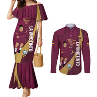 Custom Venezuela Football Couples Matching Mermaid Dress and Long Sleeve Button Shirt Mano Tengo Fe La Vinotinto