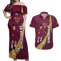 Custom Venezuela Football Couples Matching Off Shoulder Maxi Dress and Hawaiian Shirt Mano Tengo Fe La Vinotinto
