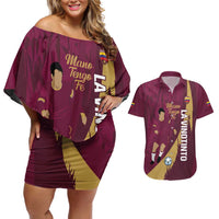 Custom Venezuela Football Couples Matching Off Shoulder Short Dress and Hawaiian Shirt Mano Tengo Fe La Vinotinto