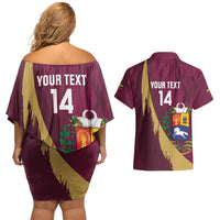 Custom Venezuela Football Couples Matching Off Shoulder Short Dress and Hawaiian Shirt Mano Tengo Fe La Vinotinto