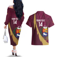 Custom Venezuela Football Couples Matching Off The Shoulder Long Sleeve Dress and Hawaiian Shirt Mano Tengo Fe La Vinotinto