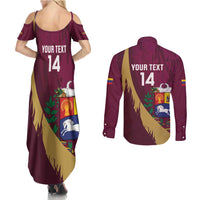 Custom Venezuela Football Couples Matching Summer Maxi Dress and Long Sleeve Button Shirt Mano Tengo Fe La Vinotinto