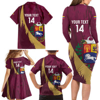 Custom Venezuela Football Family Matching Long Sleeve Bodycon Dress and Hawaiian Shirt Mano Tengo Fe La Vinotinto