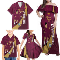 Custom Venezuela Football Family Matching Off Shoulder Maxi Dress and Hawaiian Shirt Mano Tengo Fe La Vinotinto