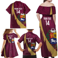 Custom Venezuela Football Family Matching Off Shoulder Maxi Dress and Hawaiian Shirt Mano Tengo Fe La Vinotinto