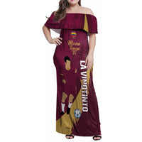 Custom Venezuela Football Family Matching Off Shoulder Maxi Dress and Hawaiian Shirt Mano Tengo Fe La Vinotinto