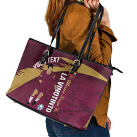 Custom Venezuela Football Leather Tote Bag Mano Tengo Fe La Vinotinto