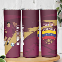 Custom Venezuela Football Skinny Tumbler Mano Tengo Fe La Vinotinto