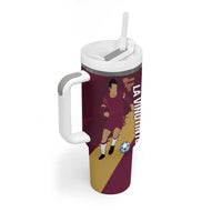 Custom Venezuela Football Tumbler With Handle Mano Tengo Fe La Vinotinto