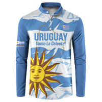 Custom Uruguay Football Button Sweatshirt Vamo La Celeste