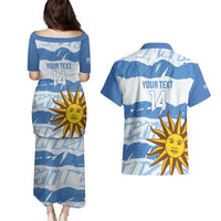 Custom Uruguay Football Couples Matching Puletasi and Hawaiian Shirt Vamo La Celeste