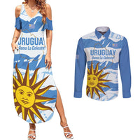 Custom Uruguay Football Couples Matching Summer Maxi Dress and Long Sleeve Button Shirt Vamo La Celeste