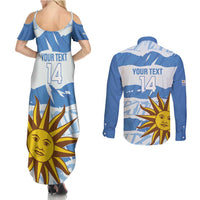 Custom Uruguay Football Couples Matching Summer Maxi Dress and Long Sleeve Button Shirt Vamo La Celeste