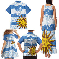 Custom Uruguay Football Family Matching Tank Maxi Dress and Hawaiian Shirt Vamo La Celeste