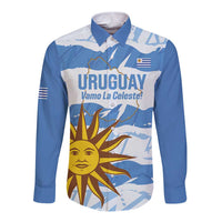 Custom Uruguay Football Long Sleeve Button Shirt Vamo La Celeste