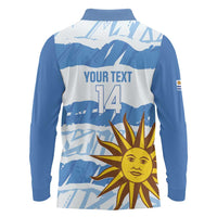 Custom Uruguay Football Long Sleeve Polo Shirt Vamo La Celeste