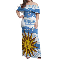Custom Uruguay Football Off Shoulder Maxi Dress Vamo La Celeste