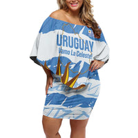 Custom Uruguay Football Off Shoulder Short Dress Vamo La Celeste