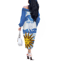 Custom Uruguay Football Off The Shoulder Long Sleeve Dress Vamo La Celeste