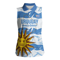 Custom Uruguay Football Women Sleeveless Polo Shirt Vamo La Celeste