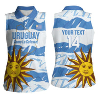 Custom Uruguay Football Women Sleeveless Polo Shirt Vamo La Celeste