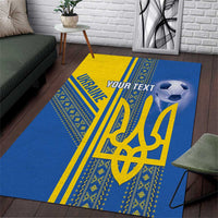 Custom Ukraine Football Area Rug Go Blue And Yellow Folk Pattern