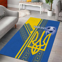 Custom Ukraine Football Area Rug Go Blue And Yellow Folk Pattern