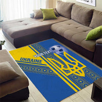 Custom Ukraine Football Area Rug Go Blue And Yellow Folk Pattern