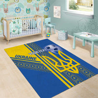 Custom Ukraine Football Area Rug Go Blue And Yellow Folk Pattern