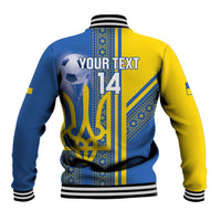 Custom Ukraine Football Baseball Jacket Go Blue And Yellow Folk Pattern