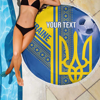 Custom Ukraine Football Beach Blanket Go Blue And Yellow Folk Pattern