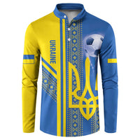 Custom Ukraine Football Button Sweatshirt Go Blue And Yellow Folk Pattern