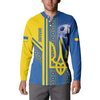 Custom Ukraine Football Button Sweatshirt Go Blue And Yellow Folk Pattern