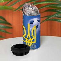 Custom Ukraine Football 4 in 1 Can Cooler Tumbler Go Blue And Yellow Folk Pattern