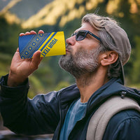 Custom Ukraine Football 4 in 1 Can Cooler Tumbler Go Blue And Yellow Folk Pattern