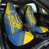 Custom Ukraine Football Car Seat Cover Go Blue And Yellow Folk Pattern