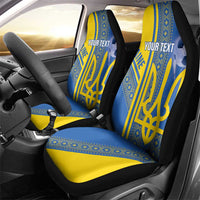 Custom Ukraine Football Car Seat Cover Go Blue And Yellow Folk Pattern