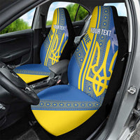 Custom Ukraine Football Car Seat Cover Go Blue And Yellow Folk Pattern