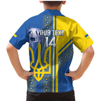 Custom Ukraine Football Family Matching Mermaid Dress and Hawaiian Shirt Go Blue And Yellow Folk Pattern