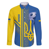 Custom Ukraine Football Family Matching Off The Shoulder Long Sleeve Dress and Hawaiian Shirt Go Blue And Yellow Folk Pattern