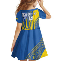 Custom Ukraine Football Family Matching Off Shoulder Maxi Dress and Hawaiian Shirt Go Blue And Yellow Folk Pattern