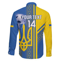 Custom Ukraine Football Family Matching Off Shoulder Short Dress and Hawaiian Shirt Go Blue And Yellow Folk Pattern