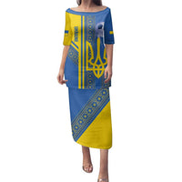 Custom Ukraine Football Family Matching Puletasi and Hawaiian Shirt Go Blue And Yellow Folk Pattern