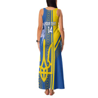Custom Ukraine Football Family Matching Tank Maxi Dress and Hawaiian Shirt Go Blue And Yellow Folk Pattern