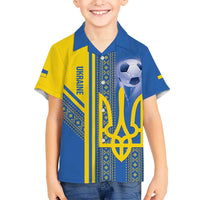Custom Ukraine Football Kid Hawaiian Shirt Go Blue And Yellow Folk Pattern