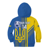Custom Ukraine Football Kid Hoodie Go Blue And Yellow Folk Pattern