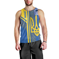 Custom Ukraine Football Men Tank Top Go Blue And Yellow Folk Pattern